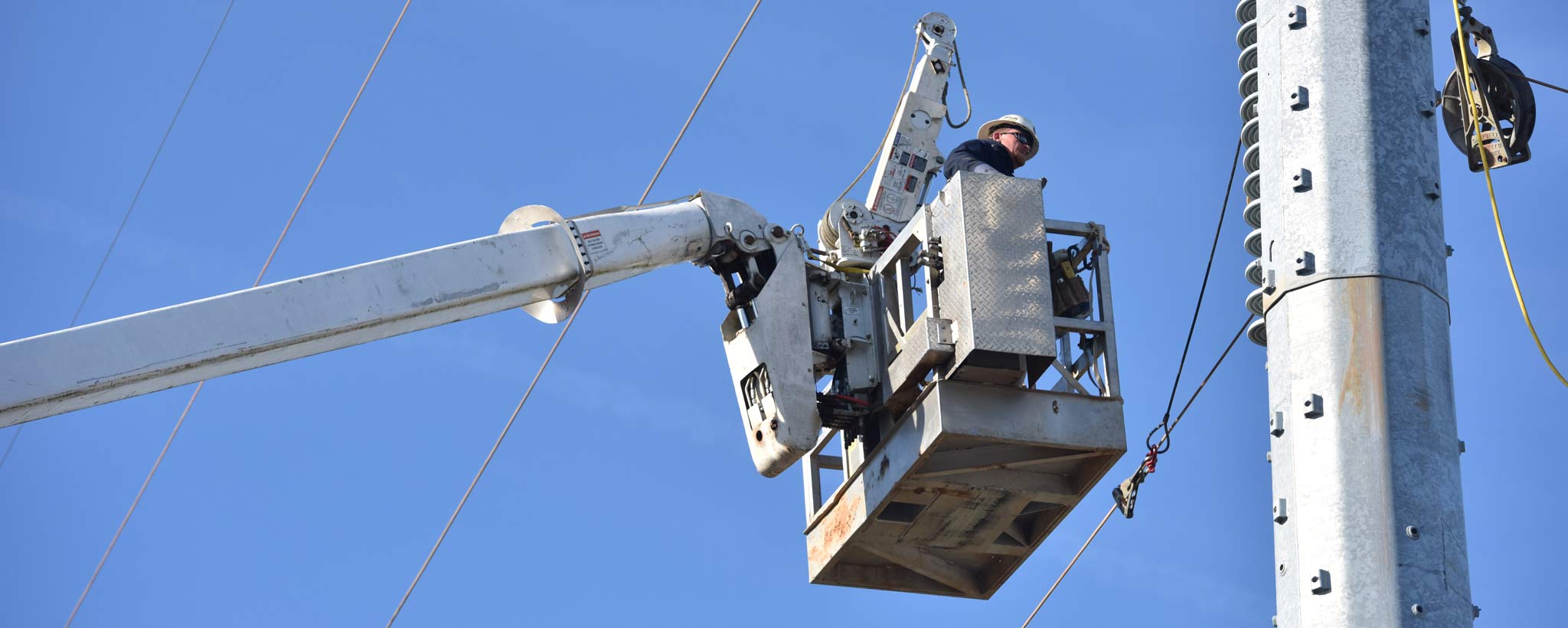 lineworker in a bucket truck