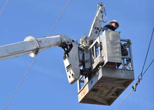 lineworker in a bucket truck