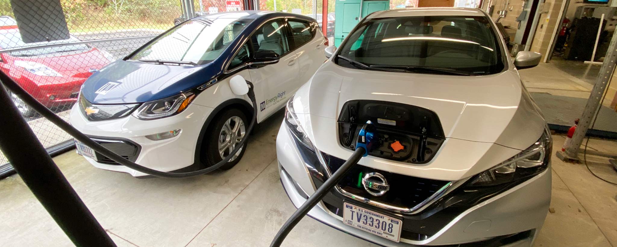 An electric vehicle at a charging station