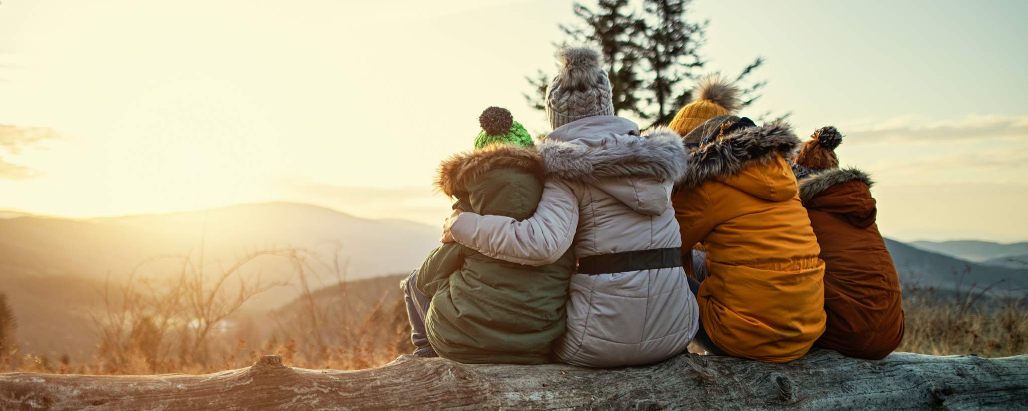 Family in moutains at sunset Family in moutains at sunset