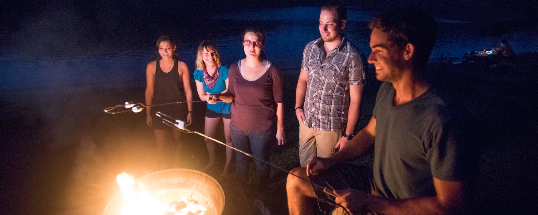 friends at campfire