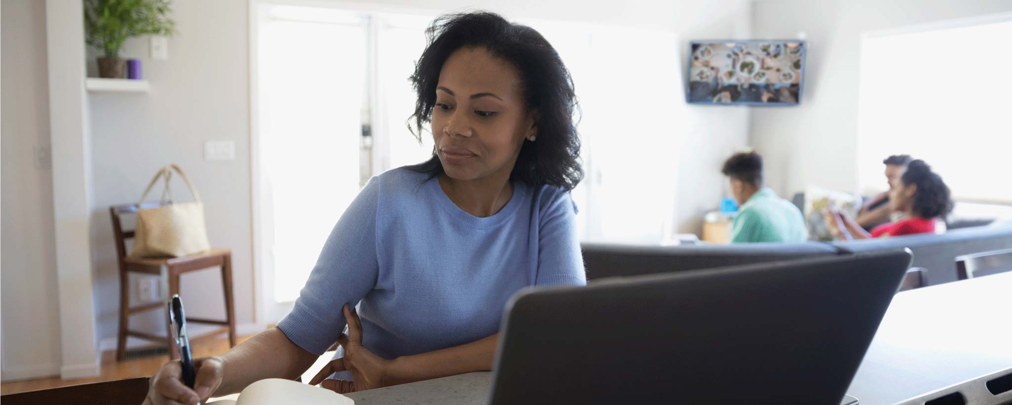 Woman working on savings