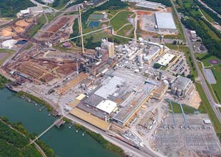 Aerial view of Resolute Forest Products in Calhoun, Tenn.