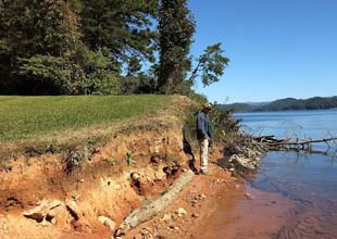 Lakefront property owner looking at the shoreline  erosion