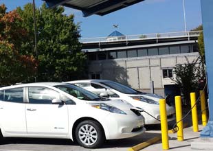 Electric Car charging in a charging station