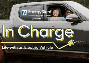 Trevor Bayne and Lexy Burke in an electric truck