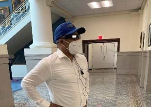 Man wearing virtual glasses
