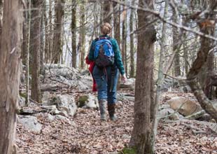 Woman hiking on a winter day