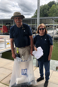 Volunteers collecting trash