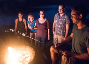 friends at campfire