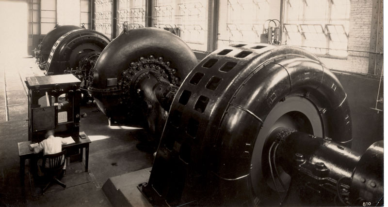 Dam producing electricity.