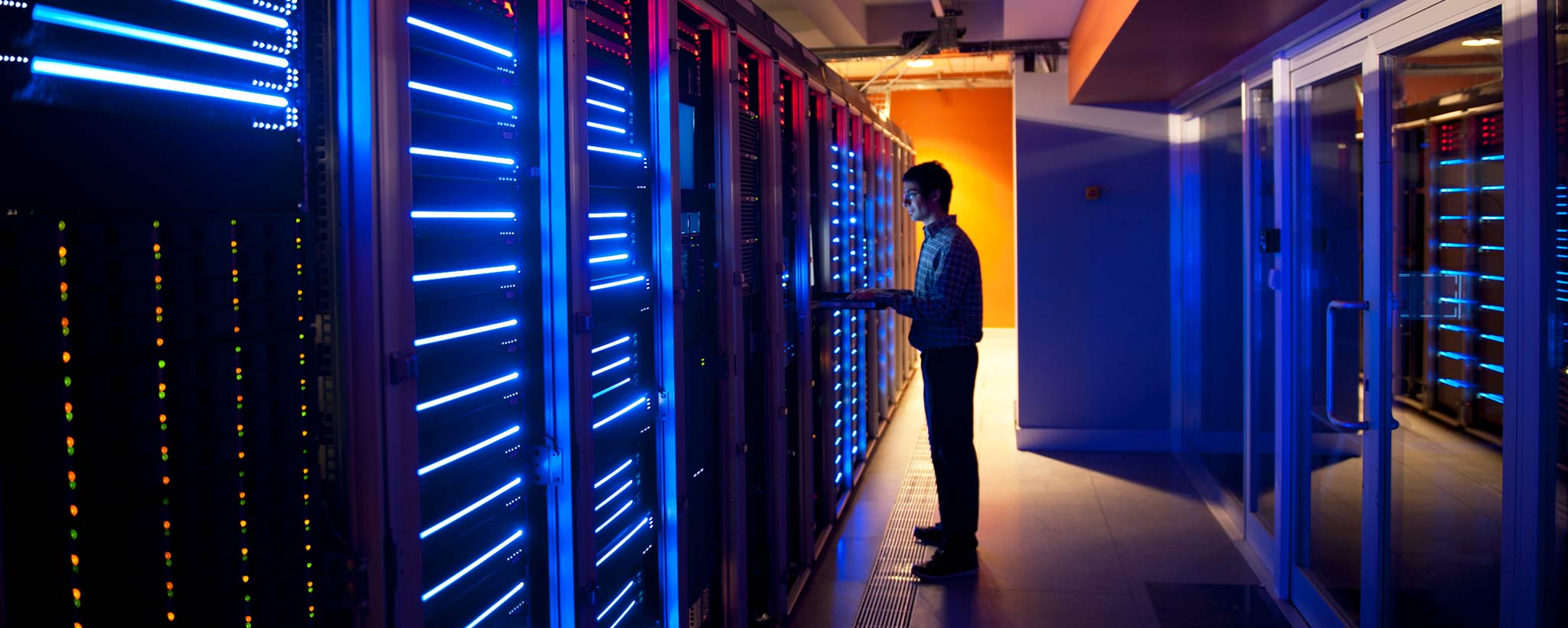 IT employee in the server room