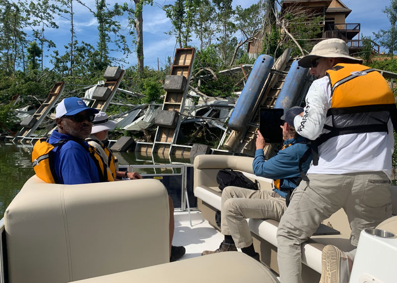 Recovery team on a boat
