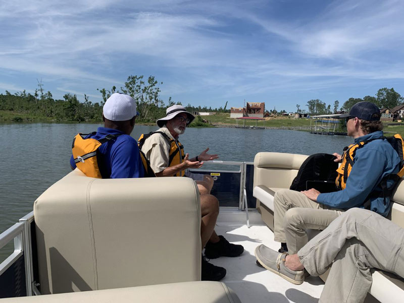 Recovery team on a boat
