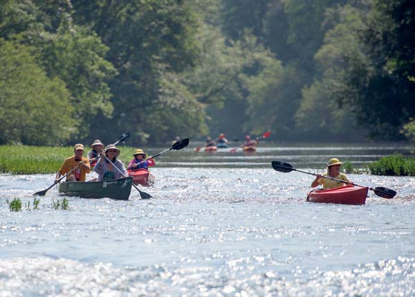 People kayaking in a lake