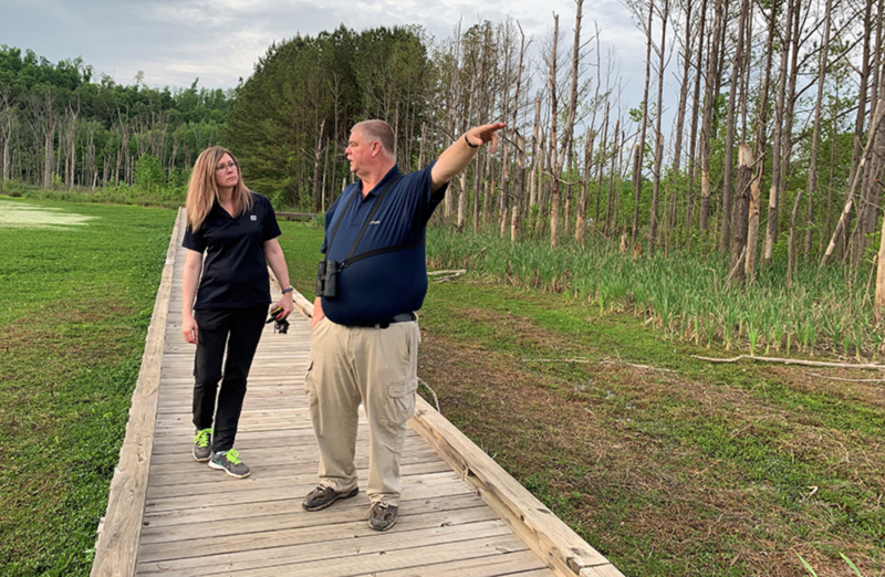 Damien Simbeck and Stephanie Baugus at Marbut Bend trail